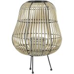 Lanterne d�corative boho en bois de saule clair 44 cm de hauteur sur tr�pied noir design pour int�rieur ...