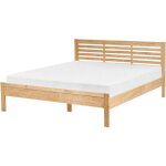 Lit double en bois clair 160 x 200 cm el�gant de style minimaliste avec touche scandinave pour chambre ...