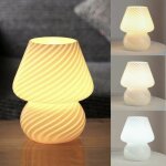 Belle lampe champignon, lampe de table champignon en verre, 3 couls, dimmable, lampe de table ambiance ...