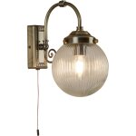 Belvue 1l applique sdb ip44 clii mtal laiton antique, verre stri claire globe e14 max 60w av inter