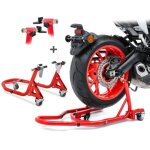 B�quille d'atelier range moto arri�re et avant set constands xmr rouge