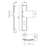 Ensemble de poign�e ?muze? sur plaque - bezault - platine - plaque 215 x 41 mm - entraxe de fixation ...