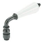 B�quille simple canon porcelaine - d�cor : sh�rardis� patin� / blanc - longueur : 125 mm - mat�riau : ...