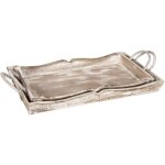 Biscottini - ensemble de deux plateaux en bois finitions blanc cérusé l51 + 48xpr9 + 9xh28 + 24 cm Biscottini - ensemble de deux plateaux en bois finitions blanc cérusé l51 + 48xpr9 + 9xh28 + 24 cm