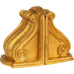 Paire de serre - livres en bois antique fini  la feuille d'or made in italy