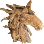 Biscottini - sculpture en forme de tête de cheval en bois de teck ramené de la mer Biscottini - sculpture en forme de tête de cheval en bois de teck ramené de la mer