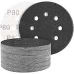 Black lot de 50 disques abrasifs en carbure de silicium avec grain 80 8 trous rond ponceuse excentrique ...