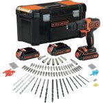 Black + decker bdchd181b3a perceuse - visseuse  percussion sans fil 18v avec 3 batteries 1, 5ah, 120 ...