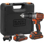 Black + decker bl188kb perceuse - visseuse  percussion sans fil 2 vitesses 18 v ? 2 batteries ? coffret ...