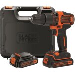 Black + decker bdchd18kb perceuse - visseuse  percussion sans fil 2 vitesses 18v avec 2 batteries et ...