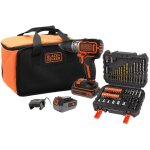 Black&decker - perceuse  percussion sans fil black + decker 18v - 2 batteries 18v 1x2. 5ah 1x4ah - chargeur ...