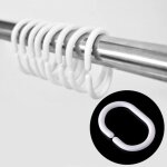 (blanc), 12pcs anneaux de rideau de douche en plastique en forme de c crochets de rideau pour rideau ...