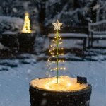 Blanc chaud) d�coration d'arbre de no�l artificiel solaire ext�rieur, lumi�res de jardin solaires, d�coration ...