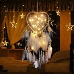 Blanc, avec lumi�res) c?ur attrape - r�ves style boh�me fait � la main led lumi�re murale d�coration ...