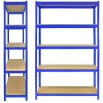 Bleu Étagère rangement robuste étagère sous - sol en métal 5 étagères en bois mdf chargeable jusqu'à ... Bleu Étagère rangement robuste étagère sous - sol en métal 5 étagères en bois mdf chargeable jusqu'à ...