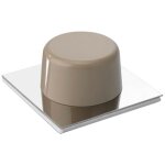 Blister de 2 but�es de porte adh�sives inox / beige 45x45mm 2023 - 6 + inofix