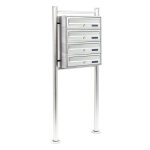 Wiltec - bo�te aux lettres sur pieds acier inox 513 x 270 x 1500 mm, avec 4 compartiments verrouillables ...