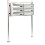 Wiltec bote aux lettres sur pieds acier inox 945 x 270 x 1200 mm, avec 6 compartiments verrouillables ...