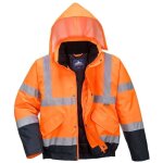 Blouson haute visibilit impermable portwest matelass classe 3 orange / marine m