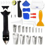 Bluedeer - outil de calfeutrage en silicone 35pcs, joint calfeutrage outils 3 en 1, buses de finition ...