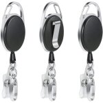 Bobine de badge, 3 clips de bobine porte - badge r�tractable avec bobine de ceinture de cl� pour porte ...
