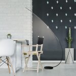Bobochic - lampadaire arc � led 101x28x170 cm en m�tal noir