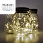 Bocal solaire lumiere fee lampes solaires � suspension ou � poser set 3 pcs 20 led?s blanc chaud verre ...