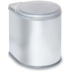 Poubelle ronde en inox r. 380503 - poubelle ronde en inox mat avec 1 compartiment pivotant