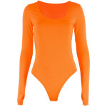 Body leotard femme manches longues orange - combinaison �l�gante pour danse et fitness