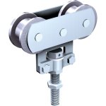 Mantion - monture fixation sur chant 2 galets en acier - vis d'accrochage m10 - capacit� / porte : 80kg ...