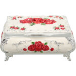 Bo�te � bijoux vintage rectangulaire en m�tal, coffret de rangement d�coratif pour femmes et filles, ...