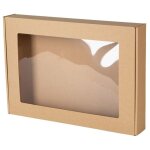 Bo�te cadeau en carton avec fen�tre 35 x 25 x 5 cm, lot de 5