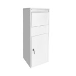 Wiltec ? bo�te aux lettres sur pied verrouillable en acier blanc ? dimensions 460 x 450 x 1400 mm ? capacit� ...