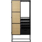 Boite a design - meuble bar 1 porte 80x38x175 cm en rotin et m�tal noir - salvia