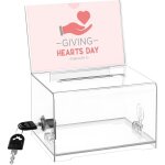Bo�te de dons en acrylique avec serrure et porte - bouclier, transparente, verrouillable, urne, bo�te ...