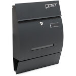 Wiltec - boîte aux lettres murale ou sur pied design & porte - journaux v4, verrouillable, gris anthracite, ... Wiltec - boîte aux lettres murale ou sur pied design & porte - journaux v4, verrouillable, gris anthracite, ...