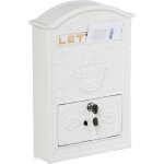 Boite aux lettres, design r�tro, 2 cl�s, jolis d�tails, h x l x p : 42 x 28 x 10 cm, blanc et dor� - ...