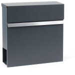 Wiltec bote aux lettres murale ou sur pied design & porte - journaux v50, verrouillable, gris anthracite, ...