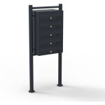 Wiltec - bo�te aux lettres sur pieds noire 513 x 270 x 1500 mm, avec 5 compartiments verrouillables et ...