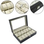 Bote  montres, boite de rangement, prsentoir montres, coffret  montres, crin - 10 coussins - noir ...