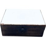 Bo�te moyenne en bois verni en c�ramique - 15x10x6cm - blanc - vendu par 1