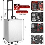 Bo�te � outils 799 pi�ces caisse � outils avec mallette en aluminium et roulettes, kit d'outils portable ...