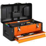 Bo�te � outils vide, 49, 7 x 25, 3 x 23 cm bo�te � outils avec tiroir, mini - box acier orange