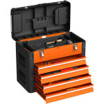 Bo�te � outils vide, 49, 7 x 25, 3 x 40, 7 cm bo�te � outils avec 4 tiroirs, mini - box acier orange