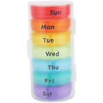 Bo�te � pilules hebdomadaire 14 cases color�e, rangement m�dical portable en plastique cylindrique