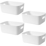 Rnemitery - boîte de rangement blanche, lot de 4 boîtes de rangement, boîte de rangement en plastique, ... Rnemitery - boîte de rangement blanche, lot de 4 boîtes de rangement, boîte de rangement en plastique, ...