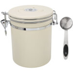 Bo�te de rangement herm�tique en acier inoxydable pour caf�, th�, sucre et farine - 1, 2l avec cuill�re ...