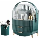 Jusch - bo�te de rangement de maquillage transparente avec porte - pinceaux de maquillage avec 2 tiroirs, ...