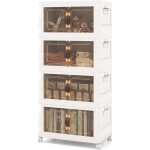 Bo�te rangement plastique 165l, 4 caisses pliables + 1 couvercle sup�rieur, 4 roulettes, boite empilable ...