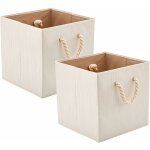 Bo�te de rangement pliable en tissu de coton en bambou avec poign�es, panier de rangement, caisse de ...